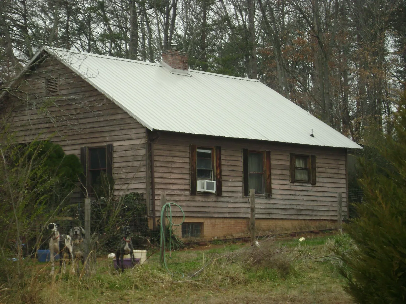 White metal roof on an old wood sided farmhouse, from a Asphalt Shingle Roof Repair job in Staatsburg